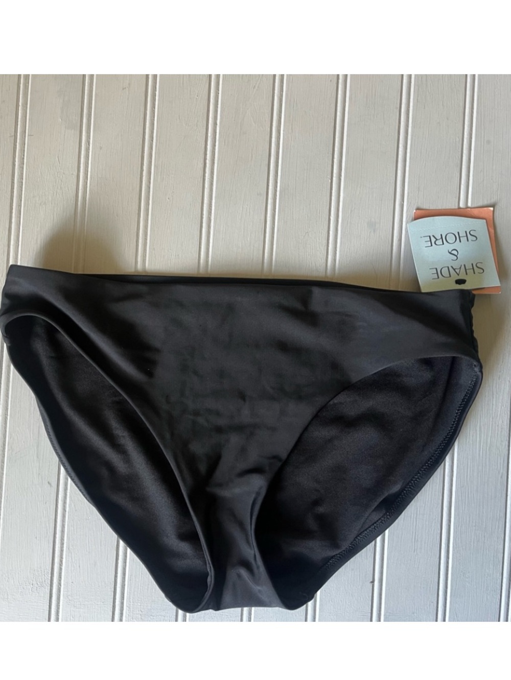 Shade & Shore Low Rise Bikini Bottom Full Seat Coverage Womens Small Black NWT